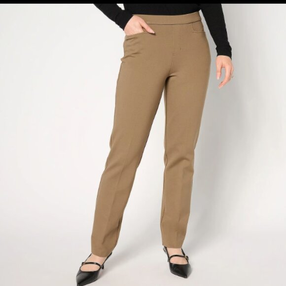GRAVER by SUSAN GRAVER REGULAR SMART KNIT PONTE SLIM LEG PANT DESERT TAUPE 1X - Picture 3 of 6